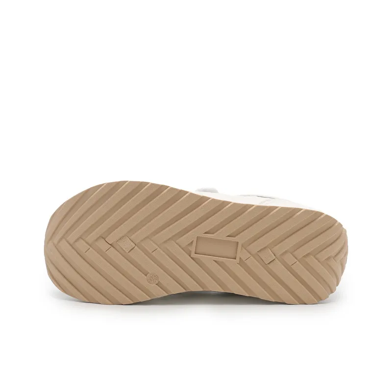 DEERWAY Height Increasing Abrasion Resistant Lightweight Slip Resistant Low Top Casual Shoes Women's Beige-5