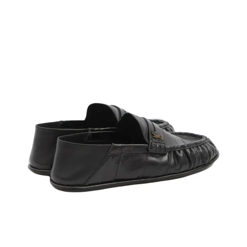 SAINT LAURENT Logo Plaque Slip On Loafers-2