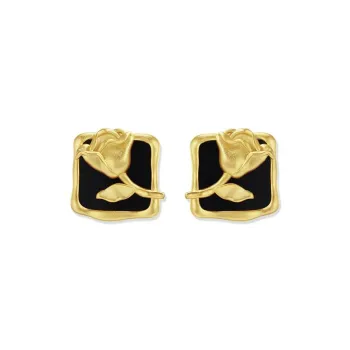 OOAK 18K Gold Plated Copper Stud Earrings Women's