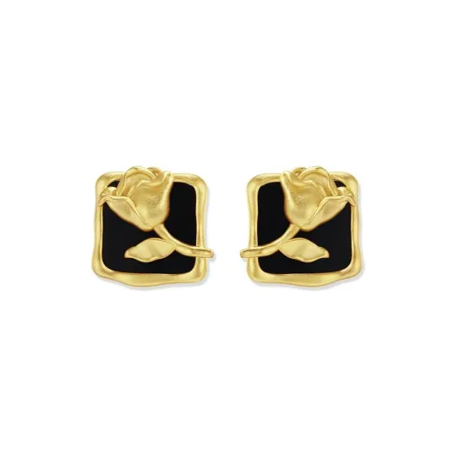 OOAK 18K Gold Plated Copper Stud Earrings Women's