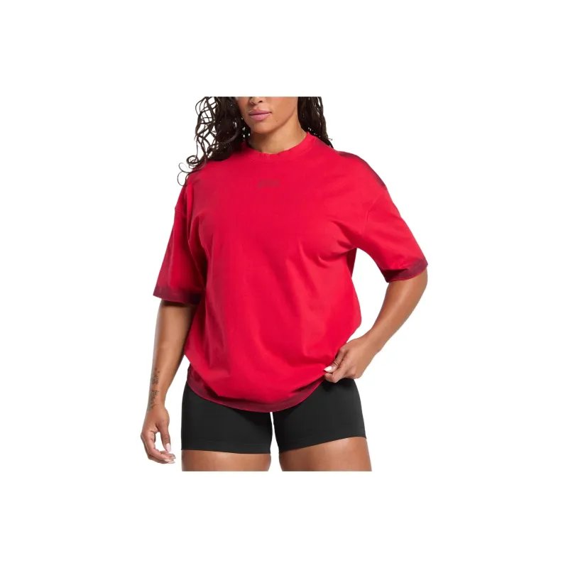 GYMSHARK Drop Shoulder Sleeve T Shirt Women's Red-0