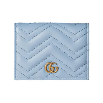GUCCI Leather Wallet Mini Women's Light Blue