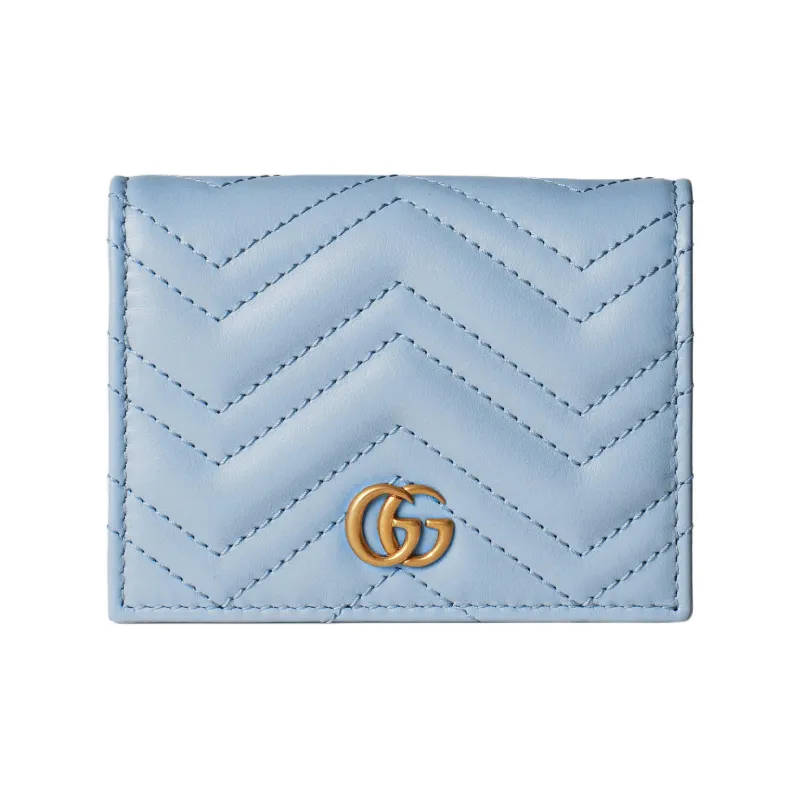 GUCCI Leather Wallet Mini Women's Light Blue-0