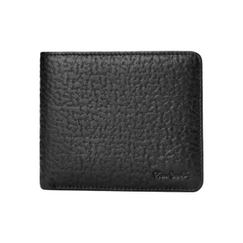 PIERRE CARDIN Top Grain Cow Leather Wallet Regular Men's Black