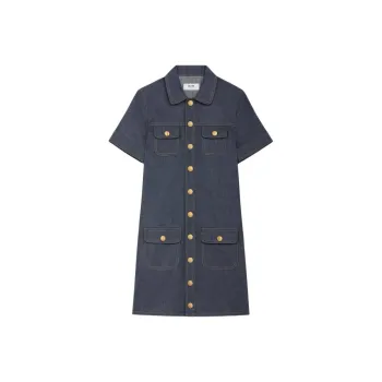 CELINE Short Sleeved Dress Women's Blue