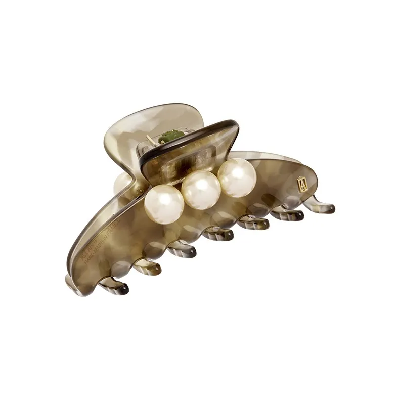 ALEXANDRE DE PARIS Camouflage Jade Bead Medium Size Claw Clip Women's-2