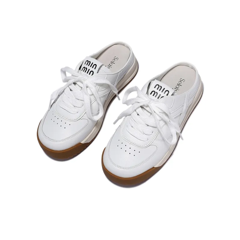 SELAIYA Rubber Sole Abrasion Resistant Closed Toe Slippers Women's White-2