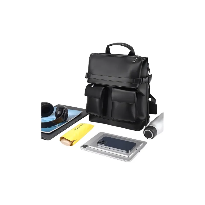 VIHUS Microfiber Leather Backpack Men's Black-2