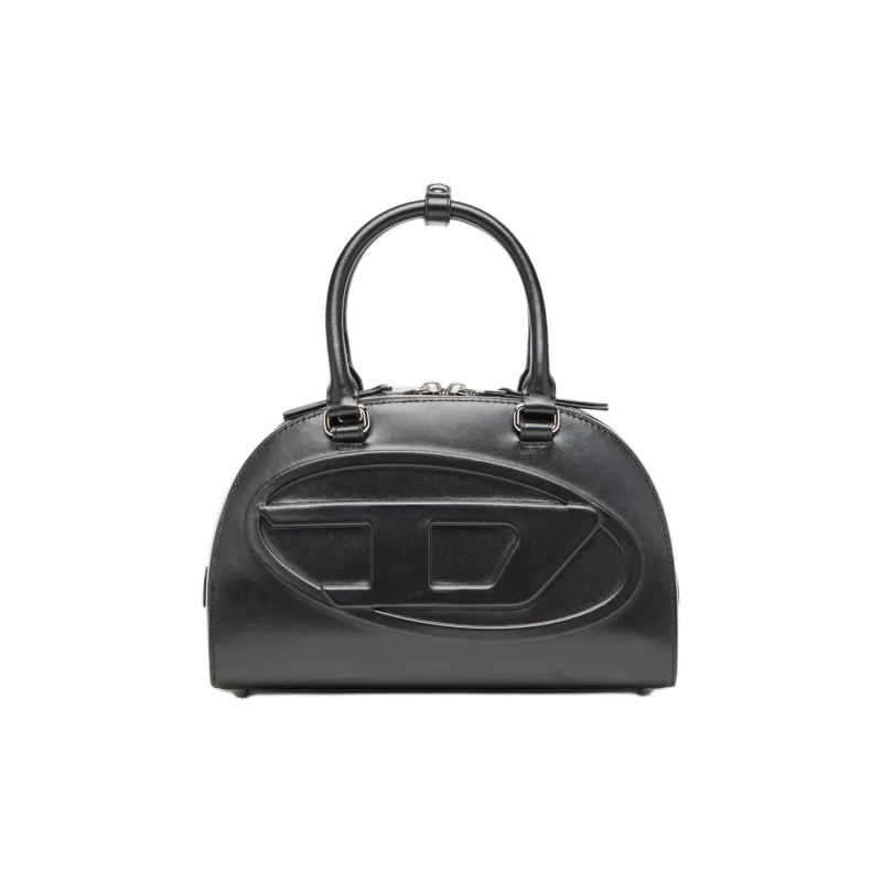 DIESEL Leather Bowling Bag, Handbag Women's Black-0