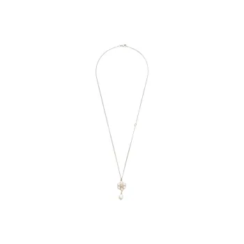 CHANEL Artificial Pearl Necklaces Women's Silver