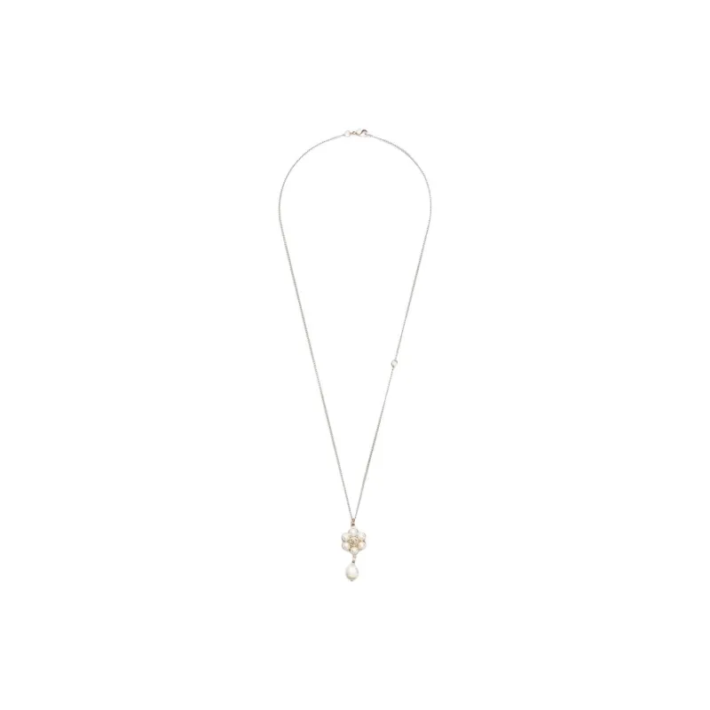 CHANEL Artificial Pearl Necklaces Women's Silver-0