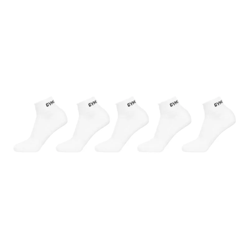 GYMSHARK QuarterSocks Ankle Socks Unisex 5 Pack White-0