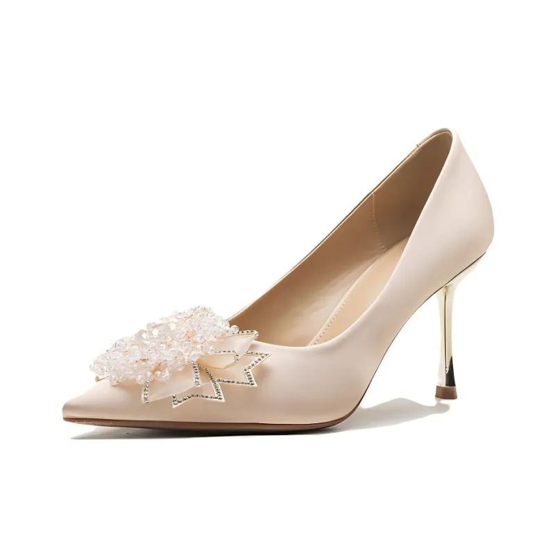 GOSO Chunky Heel High Heels Women's Champagne-0