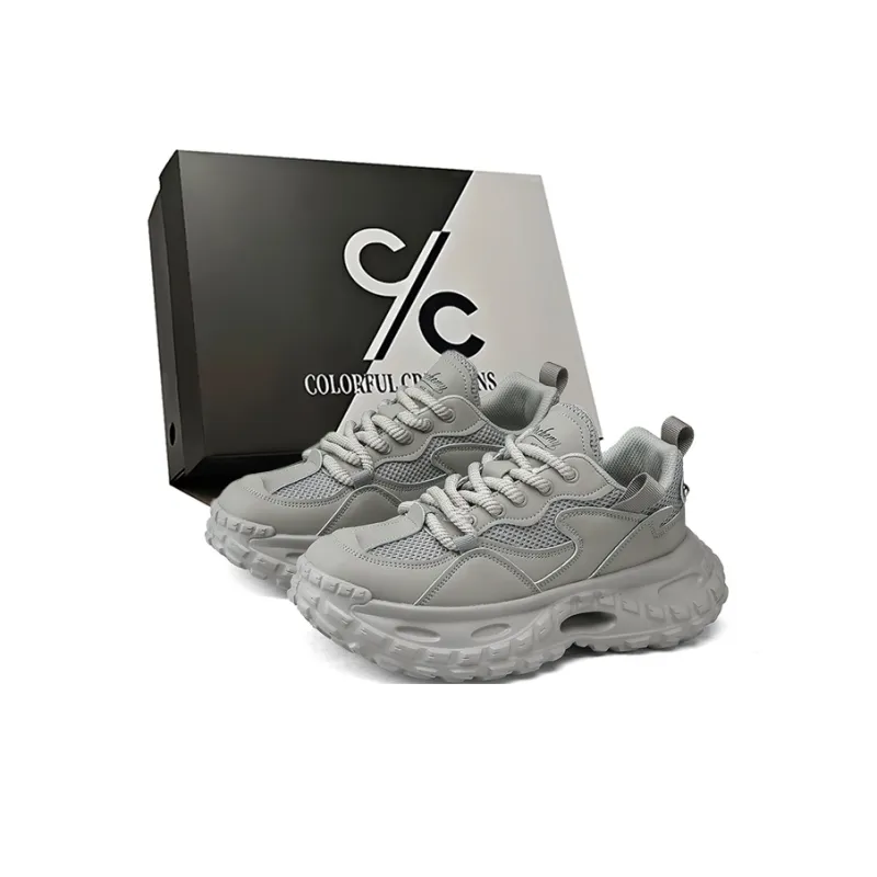 Colorful Creations Slip Resistant, Abrasion Resistant, Breathable, Height Increasing Low Top Chunky Sneakers Men's Box-0