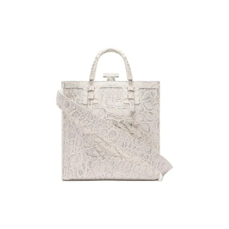 Marine Serre Leather Tote Bag, Shopping Bag, Shoulder Bag, Handbag Mini Women's Beige-0
