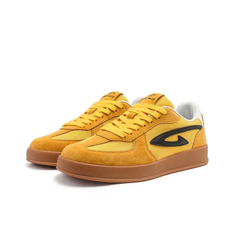 DEERWAY Slip Resistant Shock Absorbers With Abrasion Resistant Properties Low Top Skateboard Shoes Unisex Ginger Yellow-1