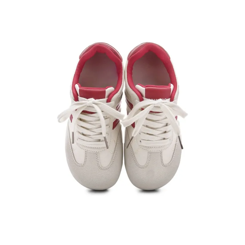 Ordifen Low Top Skateboard Shoes Women's Beige Red-2