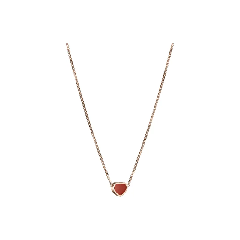 Chopard 18kt Rose Gold My Happy Heart Carnelian Necklace-2
