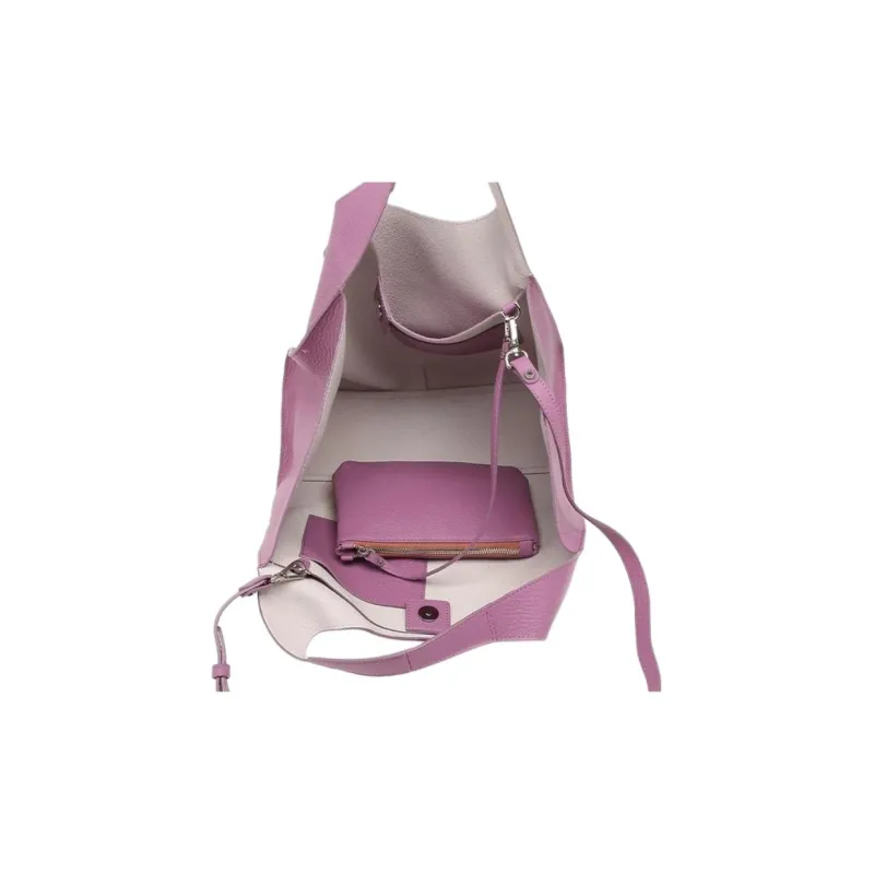 GIANNI CHIARINI Leather Shoulder Bag, Crossbody Bag, Handbag Women's Purple-6