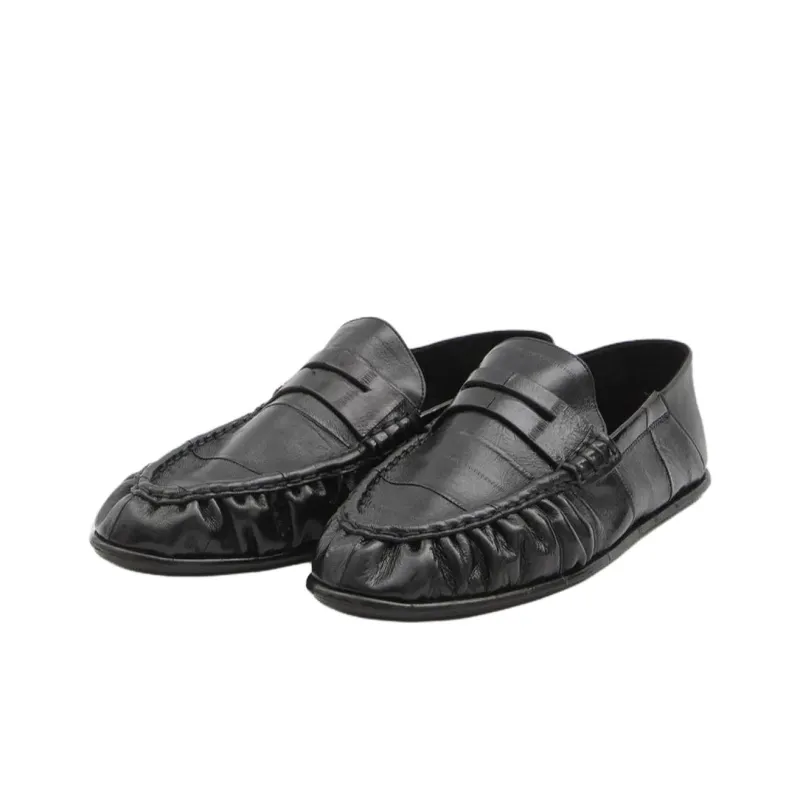 SAINT LAURENT Logo Plaque Slip On Loafers-1