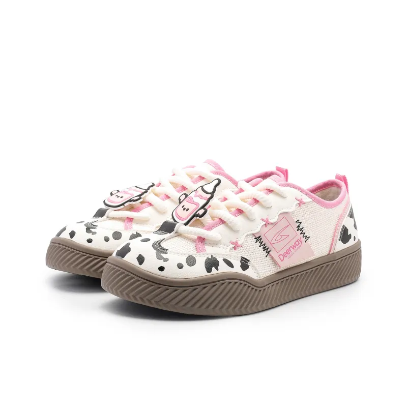 DEERWAY Height Increasing Abrasion Resistant Lightweight Breathable Slip Resistant Low Top Casual Shoes Women's Pink-1