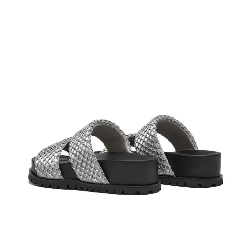 BASTO PU Polyurethane Rubber Sole Crystal Quiet Slide Slippers Women's-3