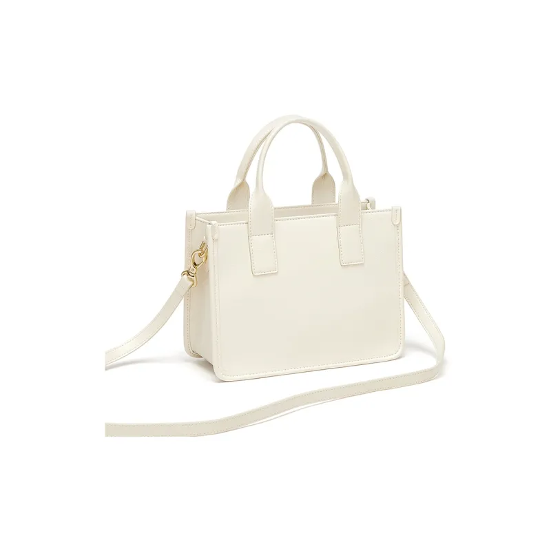 CNOLES Cow Leather Handbag Crossbody Bag Shoulder Bag Large Size Women's Cream White-3
