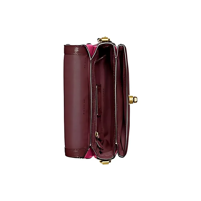 COACH Cassie Leather One Shoulder Handbag Small Size Women's Burgundy & Pink-3