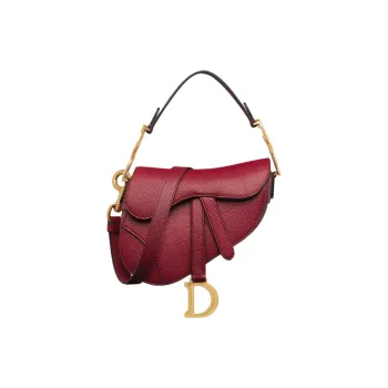 DIOR Saddle Calfskin Saddle Bag, Shoulder Bag, Crossbody Bag, Handbag Mini Women's Cherry Red