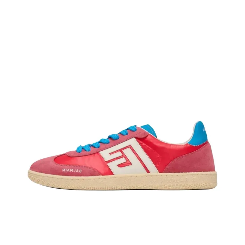 BALMAIN Swan Low Top Skateboard Shoes Men's Red-0
