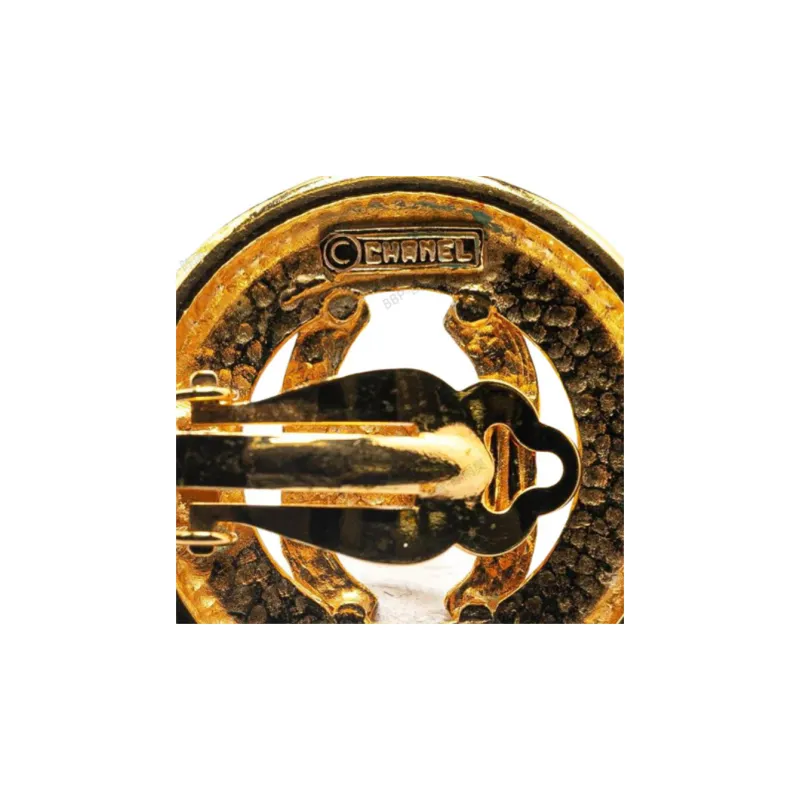 CHANEL 20th Century Plated Cc Round Clip On Earrings Costume Earrings-2