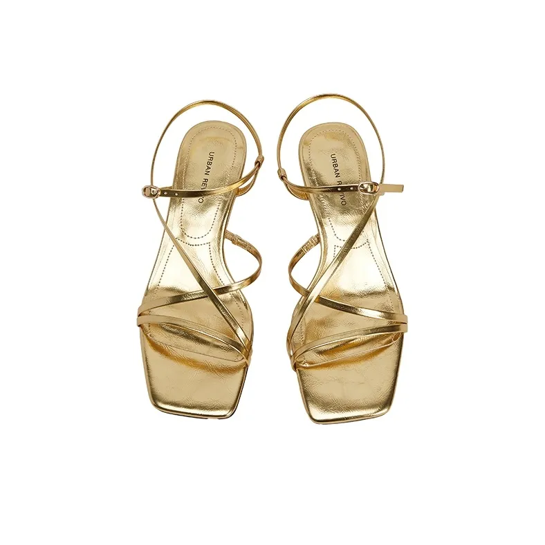 URBAN REVIVO One Strap Sandals Women's Gold-2