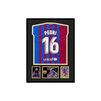 Three For Barcelona Team Jersey Beckett Official Certification, Deluxe Framing, Outer Frame Approx. 65x85cm Unisex