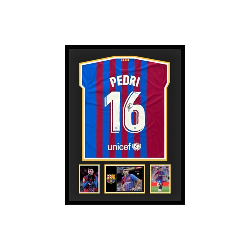 Three For Barcelona Team Jersey Beckett Official Certification, Deluxe Framing, Outer Frame Approx. 65x85cm Unisex-0