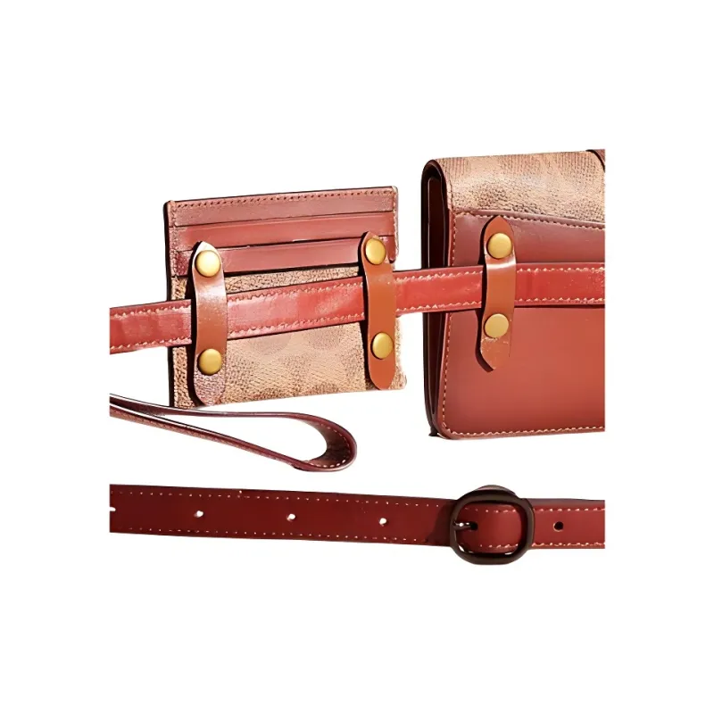 COACH Coated Canvas With Calfskin 3 in 1 Wallet Fanny Pack Trumpets Women's Tan & Rusty-4