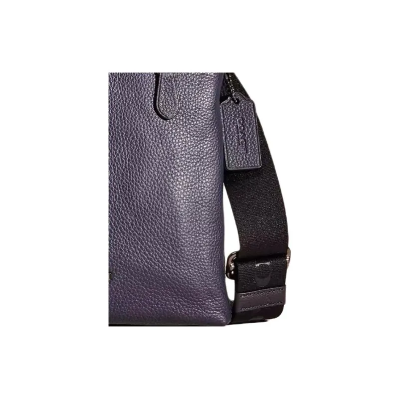 COACH Metropolitan Pebbled Leather Messenger Bag Crossbody Bag Shoulder Bag Unisex Gunmetal & Midnight Navy-3