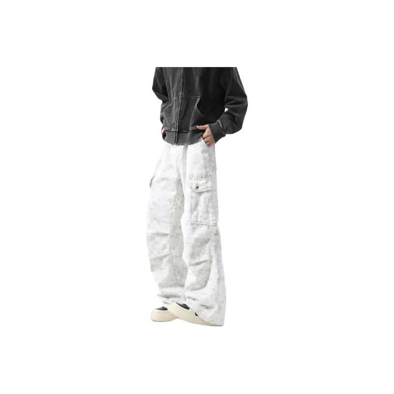T IRA Jeans Unisex Marble White[Luxury Streetwear]-0
