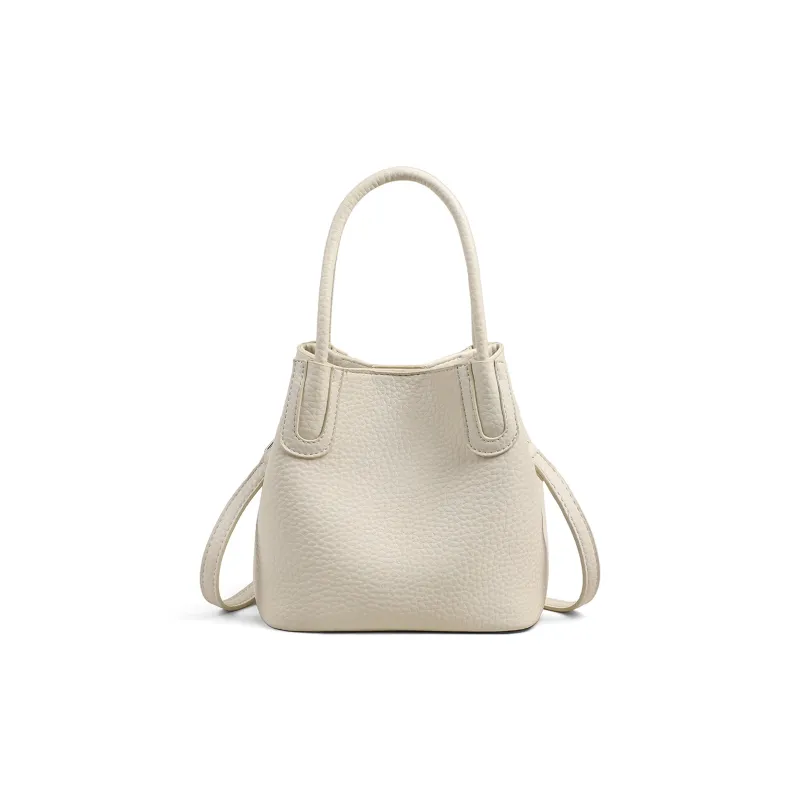 PT'SON Synthetic Leather Bucket Bag, Shoulder Bag, Crossbody Bag, Handbag Regular Women's Ecru-3