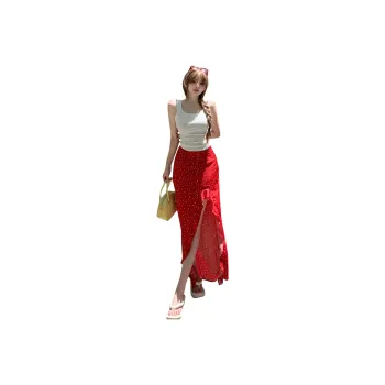 ZAZN Casual Long Skirts Women's Red