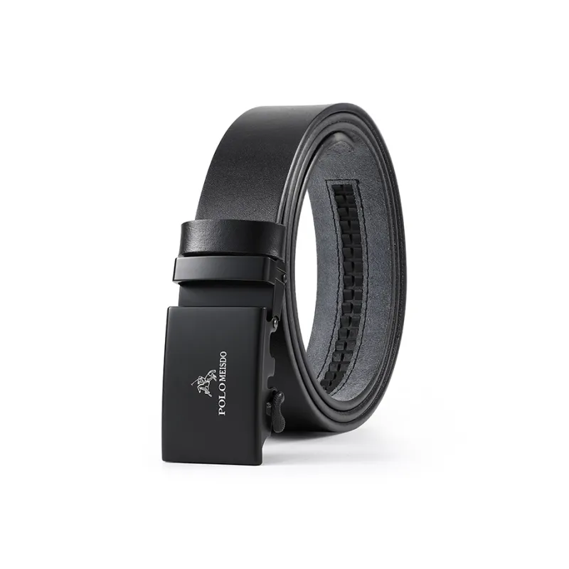 POLOMEISDO Top Grain Cow Leather Automatic Buckle Belt Men's Width 3.5CM-0