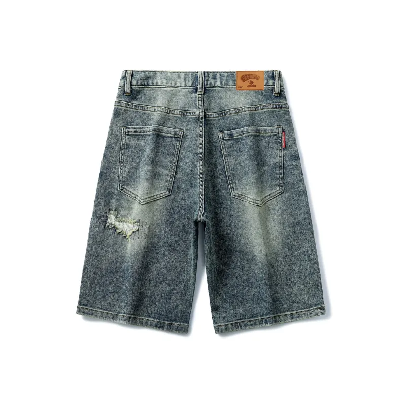 SANTASTIC Denim Shorts Men Snowflake Blue-1