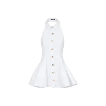 BALMAIN Backless Poplin Dress