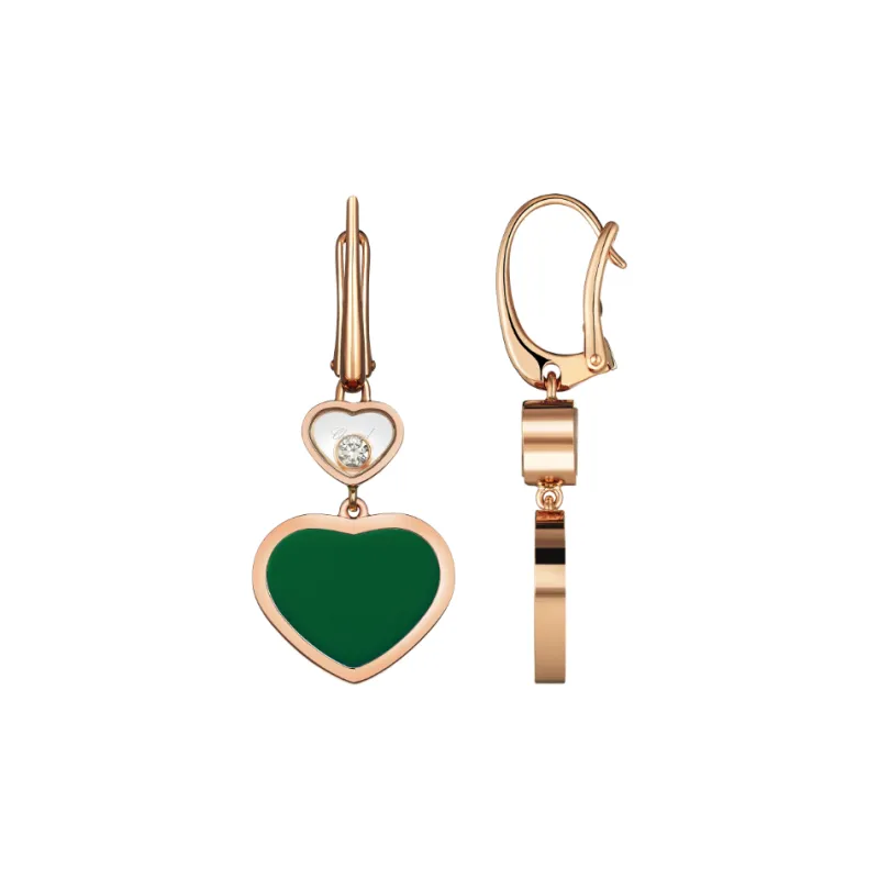 CHOPARD 18K Rose Gold Earrings Women's Green-1