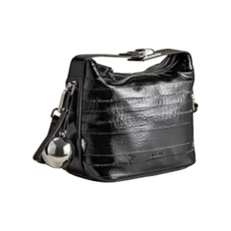 JOSINY PU With Cow Leather Shoulder Bag, Crossbody Bag, Handbag Medium Size Women's Ecru/Black/Silver-4