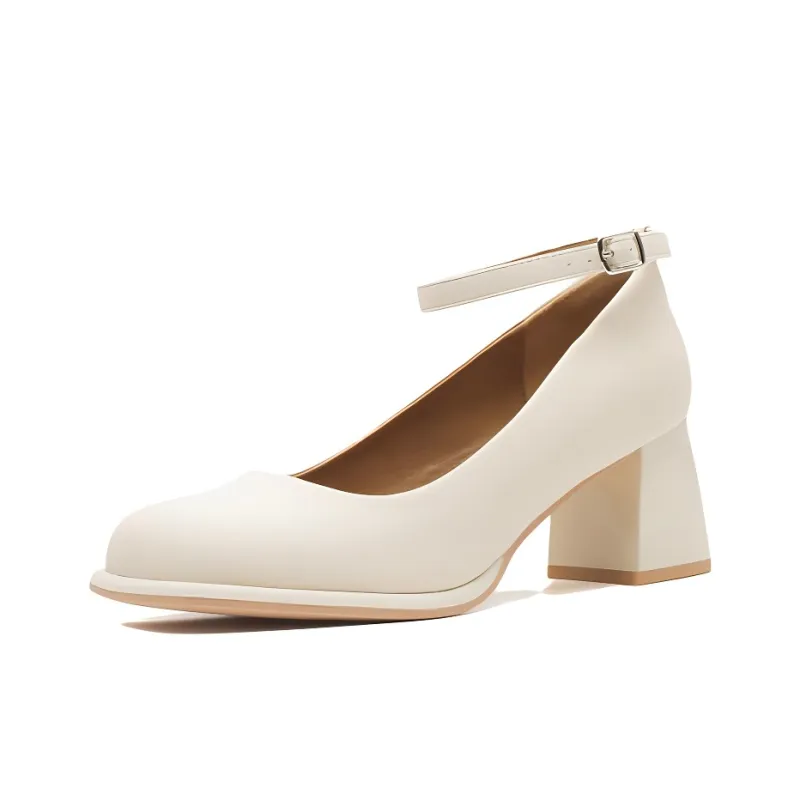 GOSO Chunky Heel High Heels Women's Ecru-0