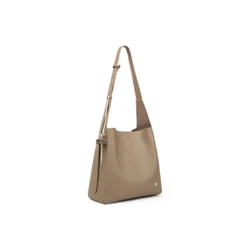 LA FESTIN Top Grain Cow Leather Bucket Bag, Shoulder Bag, Crossbody Bag Tubas Women's Elephant Gray
