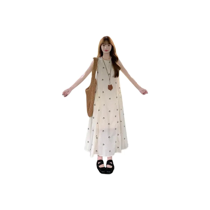 Dior Beauty Sleeveless Dress Women's Apricot-0