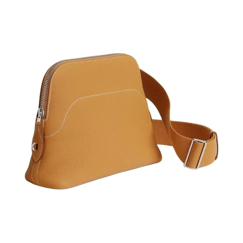 HERMES Bolide Togo Calfskin Crossbody Bag Unisex 21 Naturel Sable Light Tea Brown-2