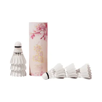 PANHIGH Apricot Rain Pear Blossom Goose Feather Shuttlecock 6 Pack Goose Feather Shuttlecocks