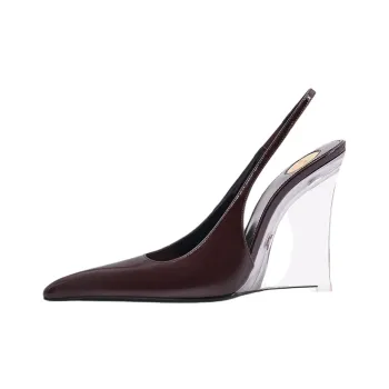 SAINT LAURENT Miller Wedge Heel High Heels 11cm Women's Red Brown